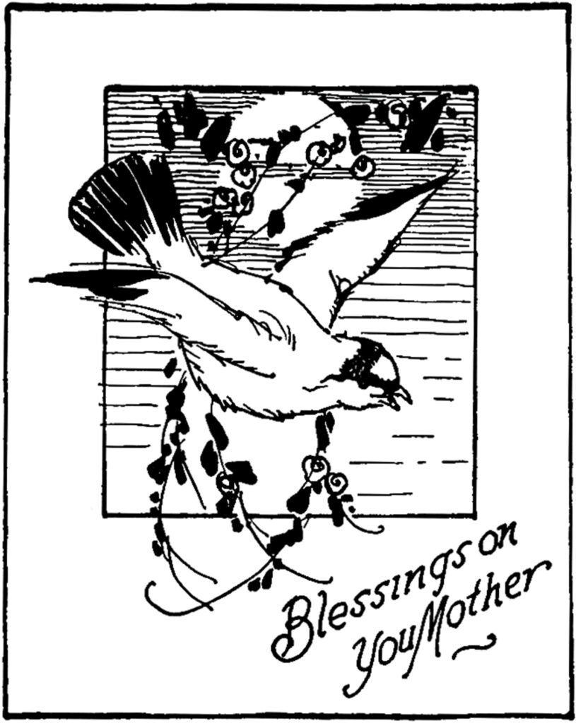 black white mother's day blessings bird image