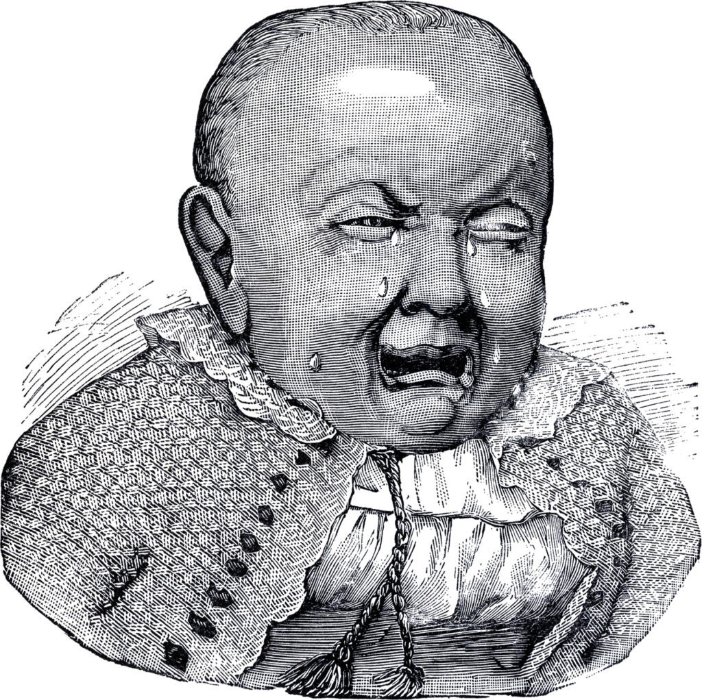 sad baby black white illustration