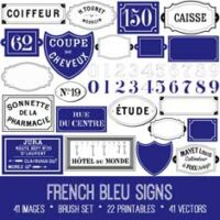French Bleu Signs vintage ephemera bundle