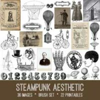 steampunk aesthetic vintage ephemera bundle