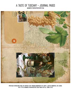 Tuscany themed collage with grapes