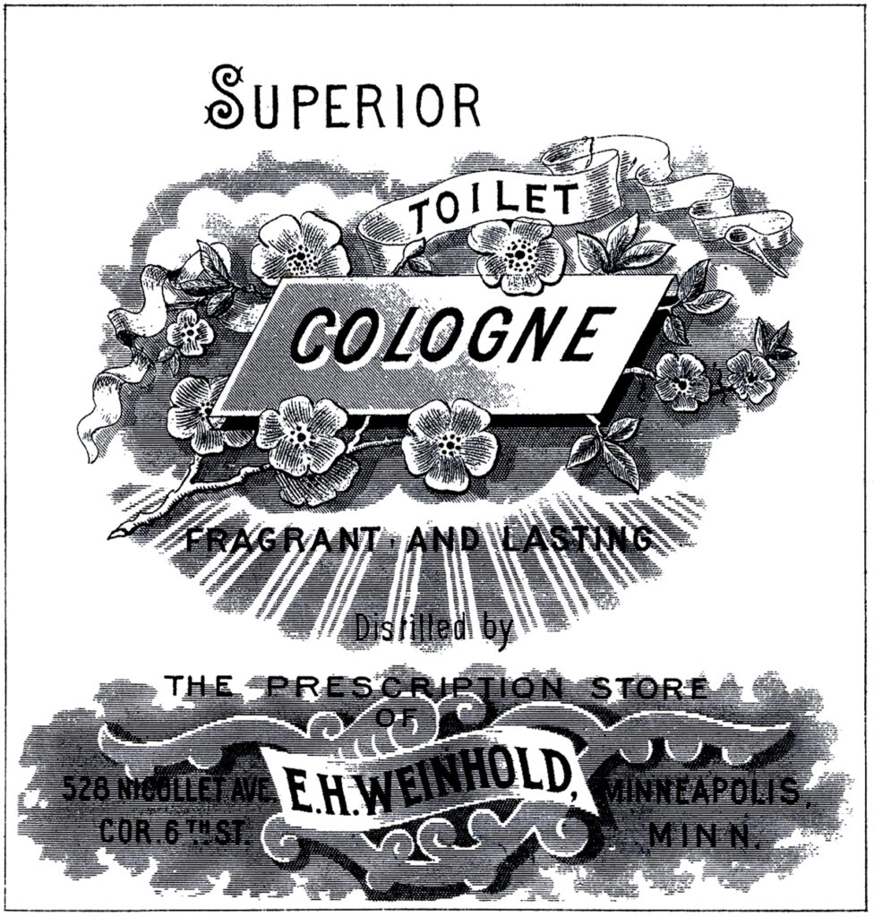 antique toilet water cologne illustration