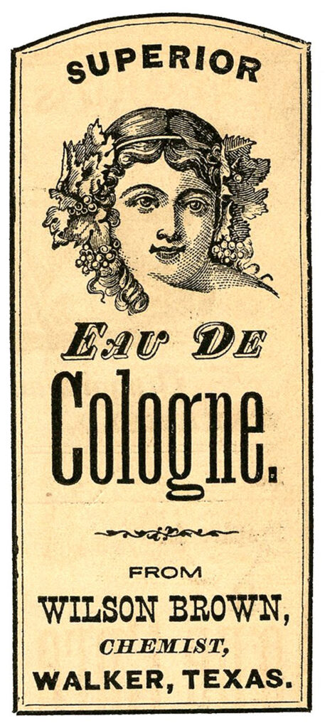 vintage French cologne label illustration