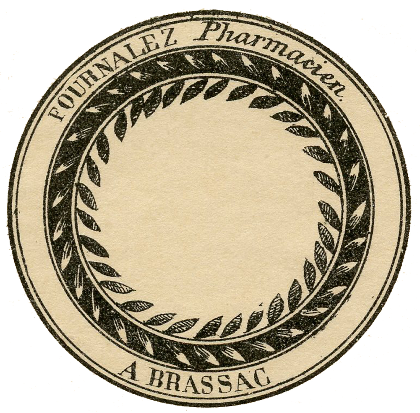 French apothecary round label image