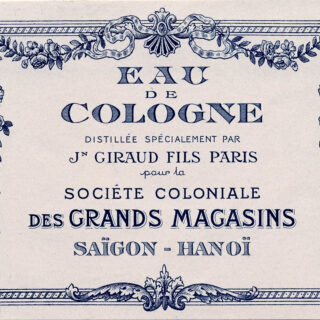 blue French vintage cologne label image