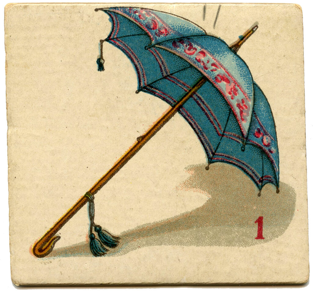 blue parasol vintage game piece image