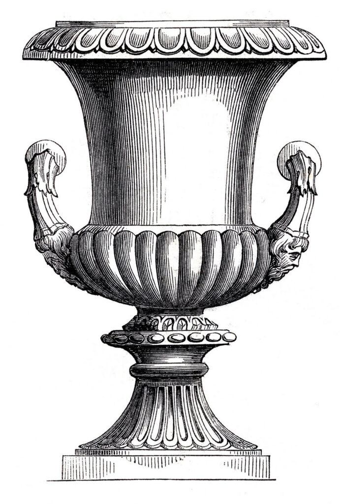 tall urn black white clipart