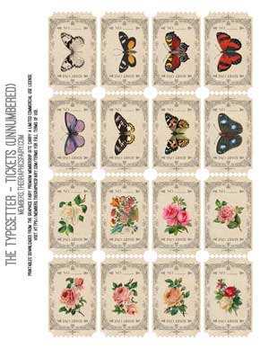 Butterfly and flower tickets