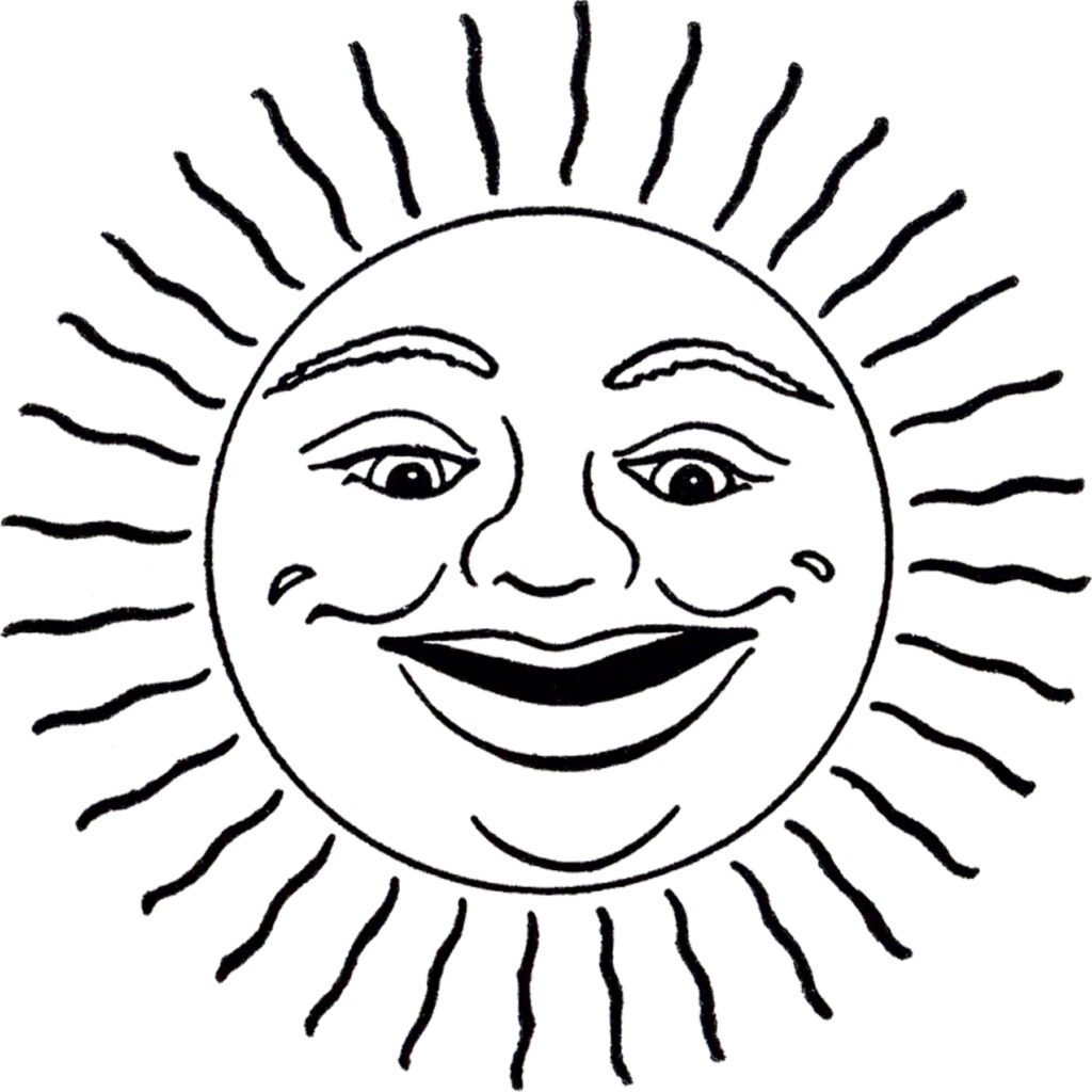 retro face sun clipart