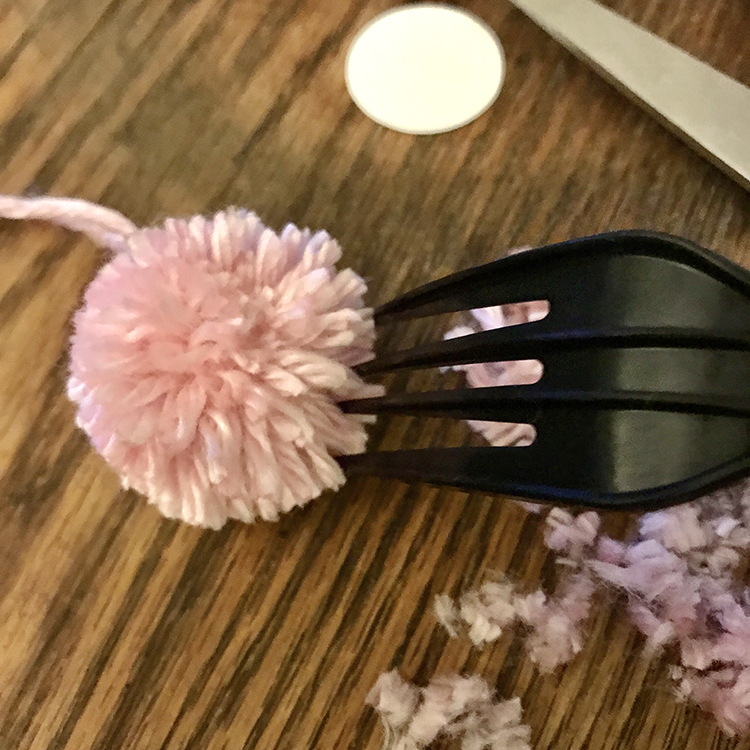 Mini Pom Poms DIY Using A Fork, For Craft & Sewing Projects