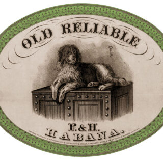 Old Reliable dog cigar box label clipart