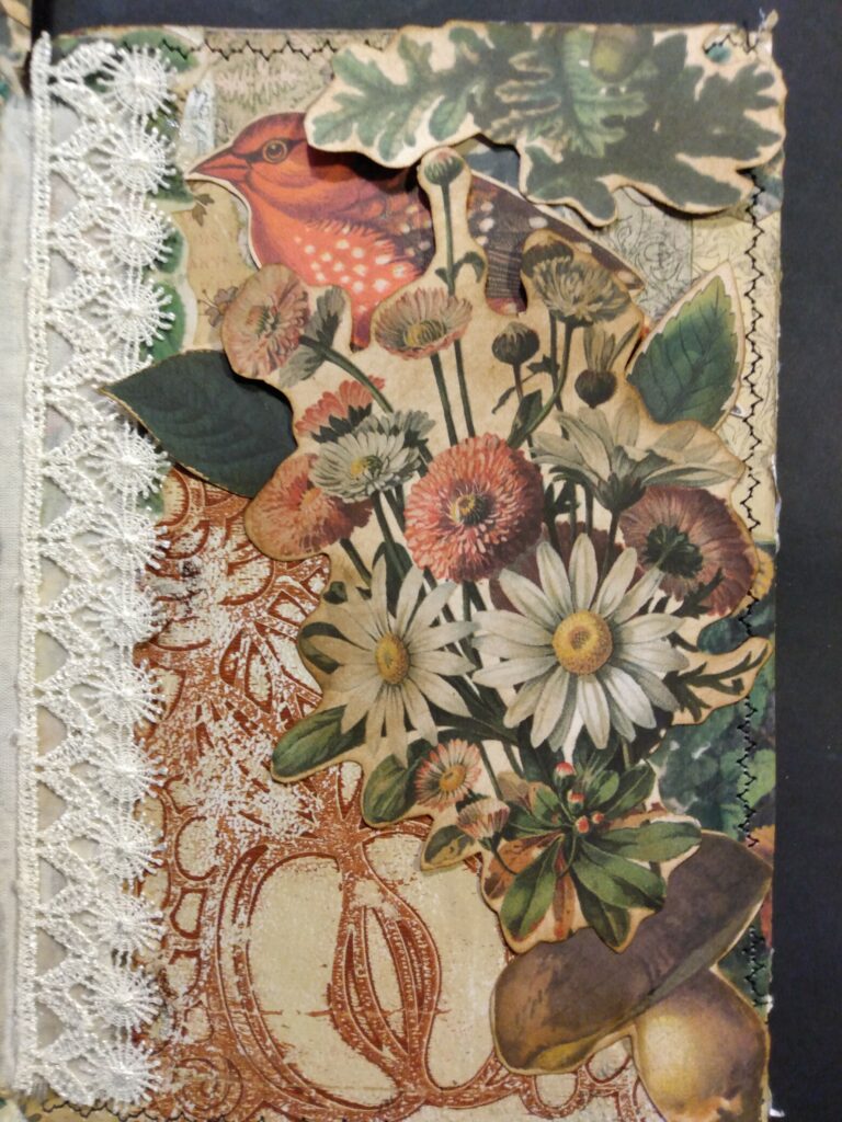 Red Bird Flowers Journal Page Layout