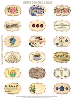 Collage of flowers labels