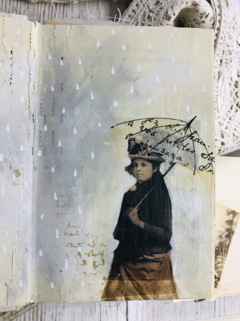 umbrella mixed media collage