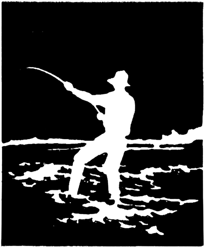 vintage man fishing silhouette image