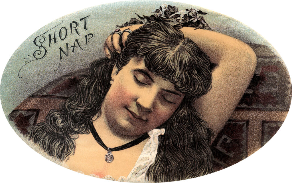 vintage sleeping lady short nap image