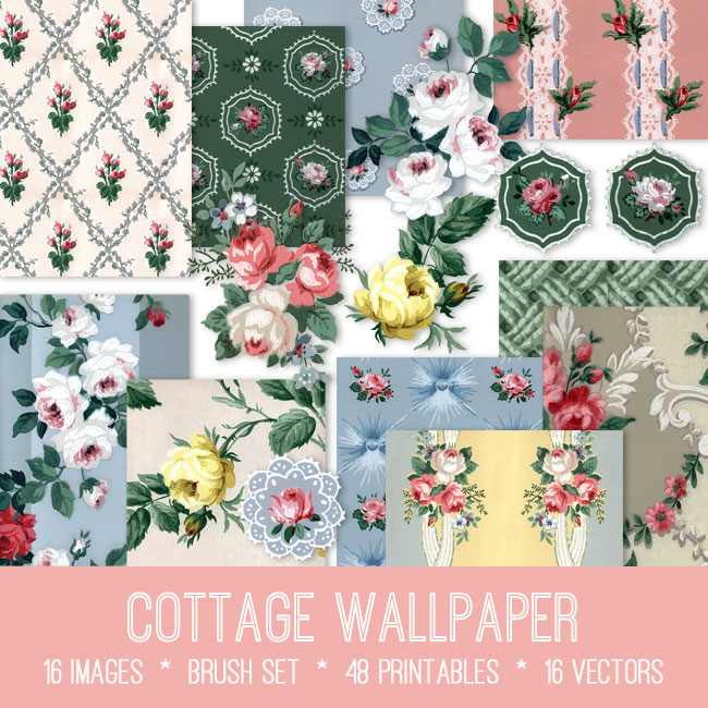 vintage cottage wallpaper ephemera images