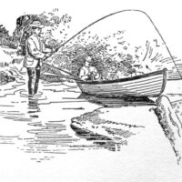 men fishing canoe illustration
