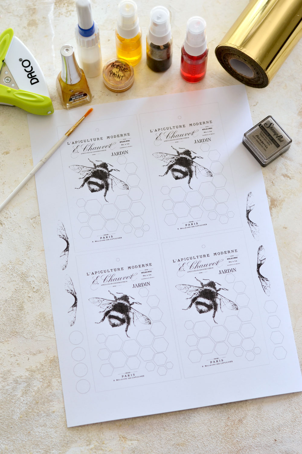 DIY Bee tags printable and supplies