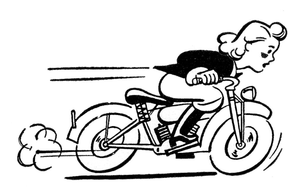 retro woman motorcycle illustration
