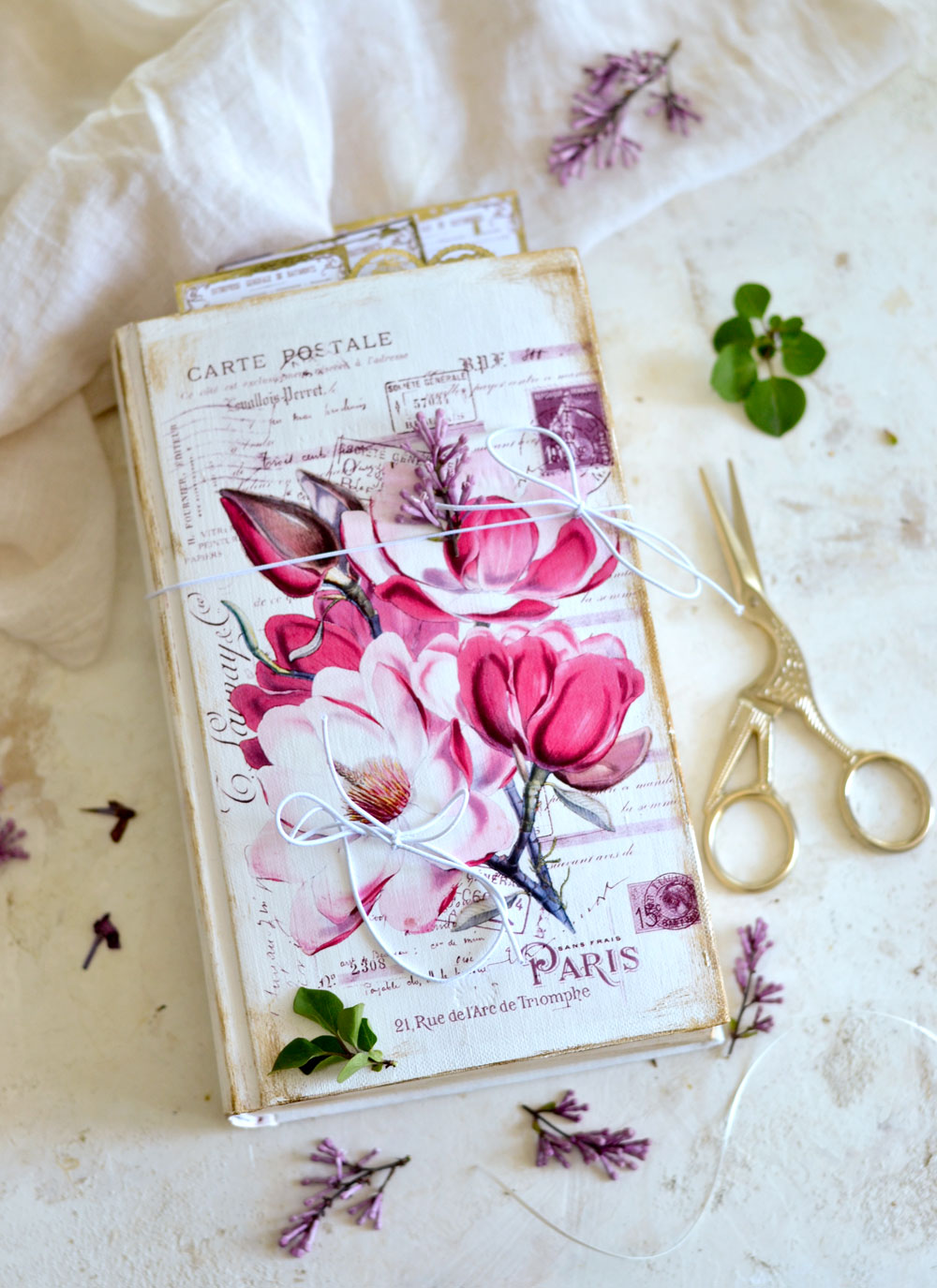 dried flowers on a book cover