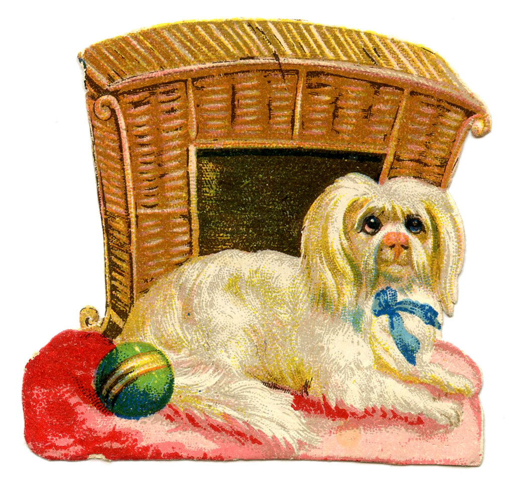 wicker dog basket house clipart