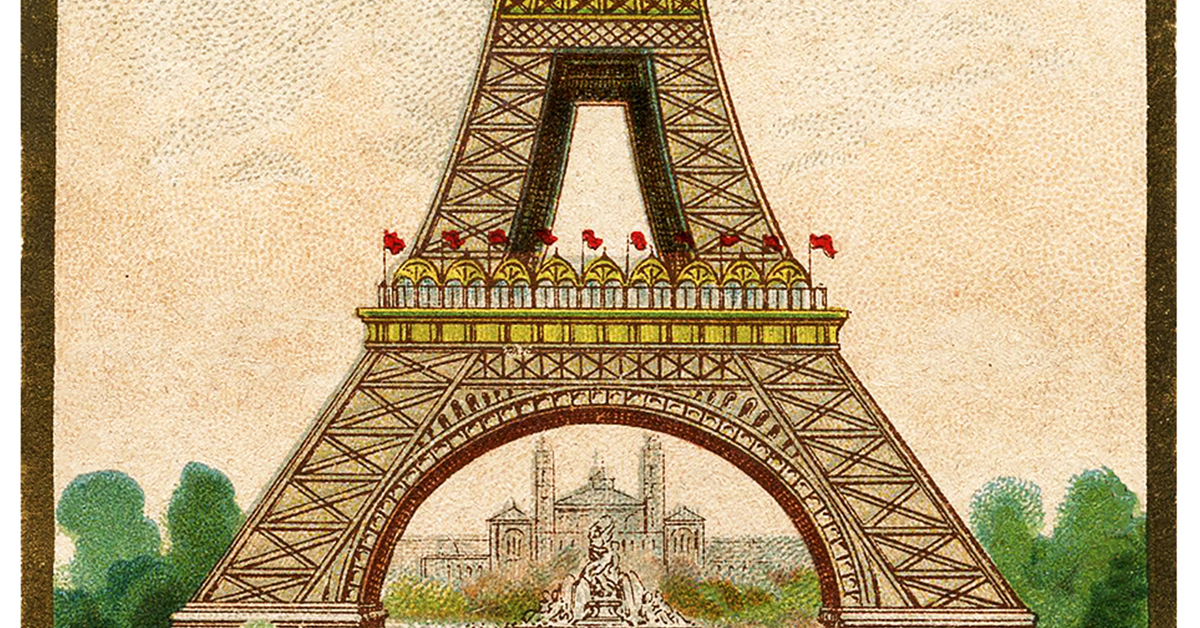 eiffel tower drawing vintage