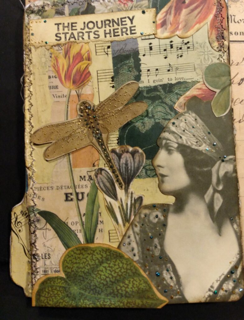 Boho lady dragonfly journal page