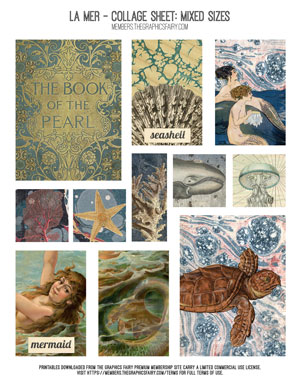 Collage with Mermaids and turtle