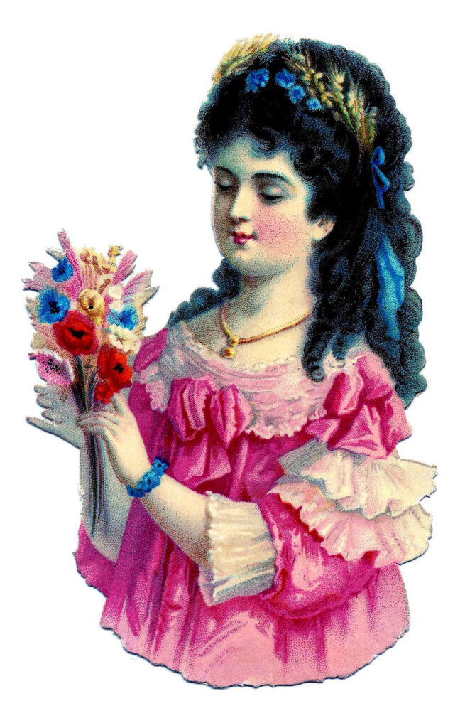 girl pink dress flowers image