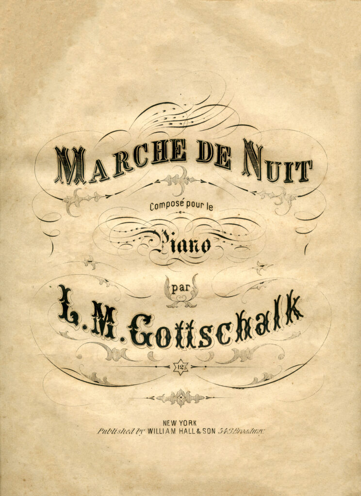 Marches de nuit typography sheet music image