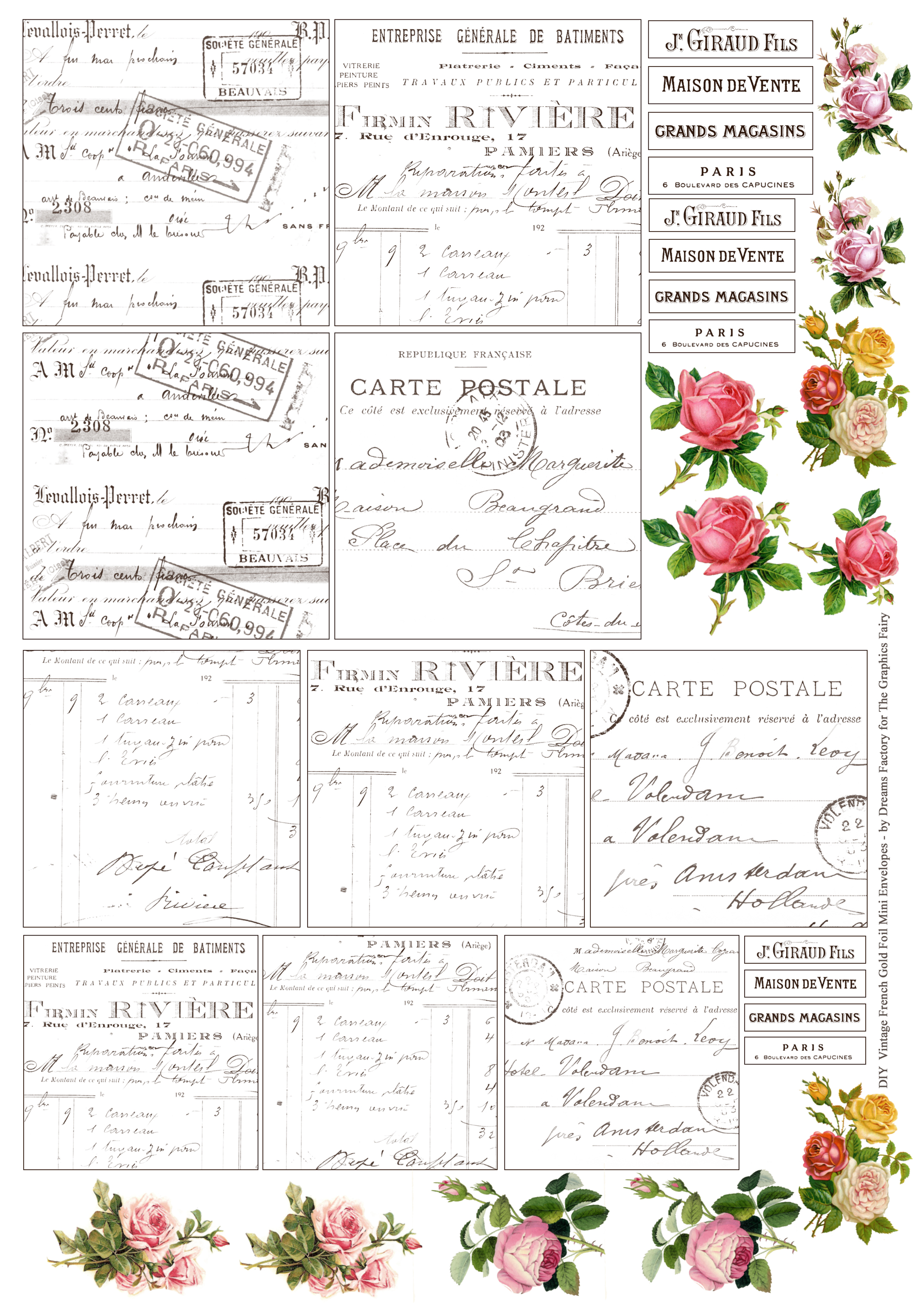 roses and script printable