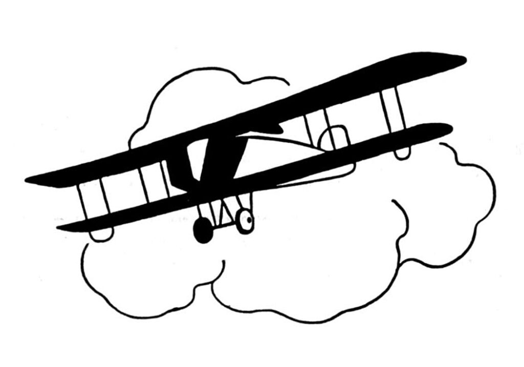 vintage biplane cloud clipart