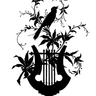 bird lyre silhouette vintage image