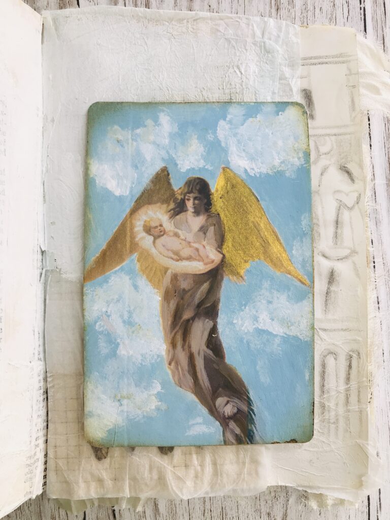 hand painted angel card