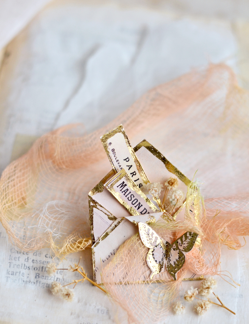 Vintage French Gold Foil Mini Envelopes