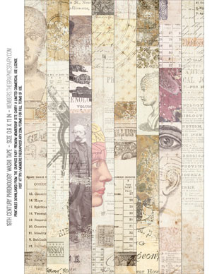 Collage with Diagram of head on envelope washi tape