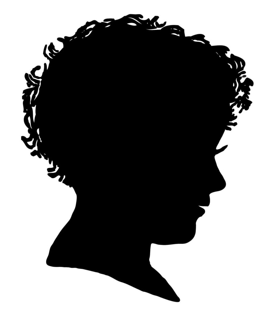 boy profile silhouette black white clipart