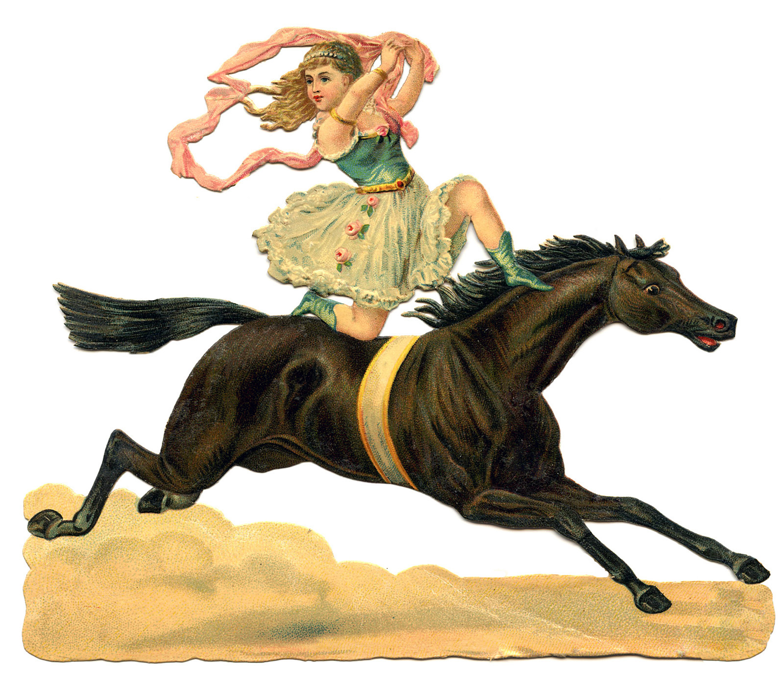 circus acrobat girl horse vintage illustration