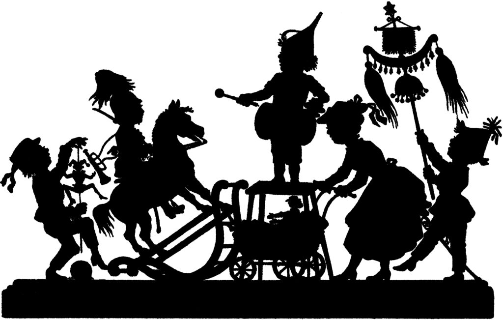 children parade vintage silhouette clipart