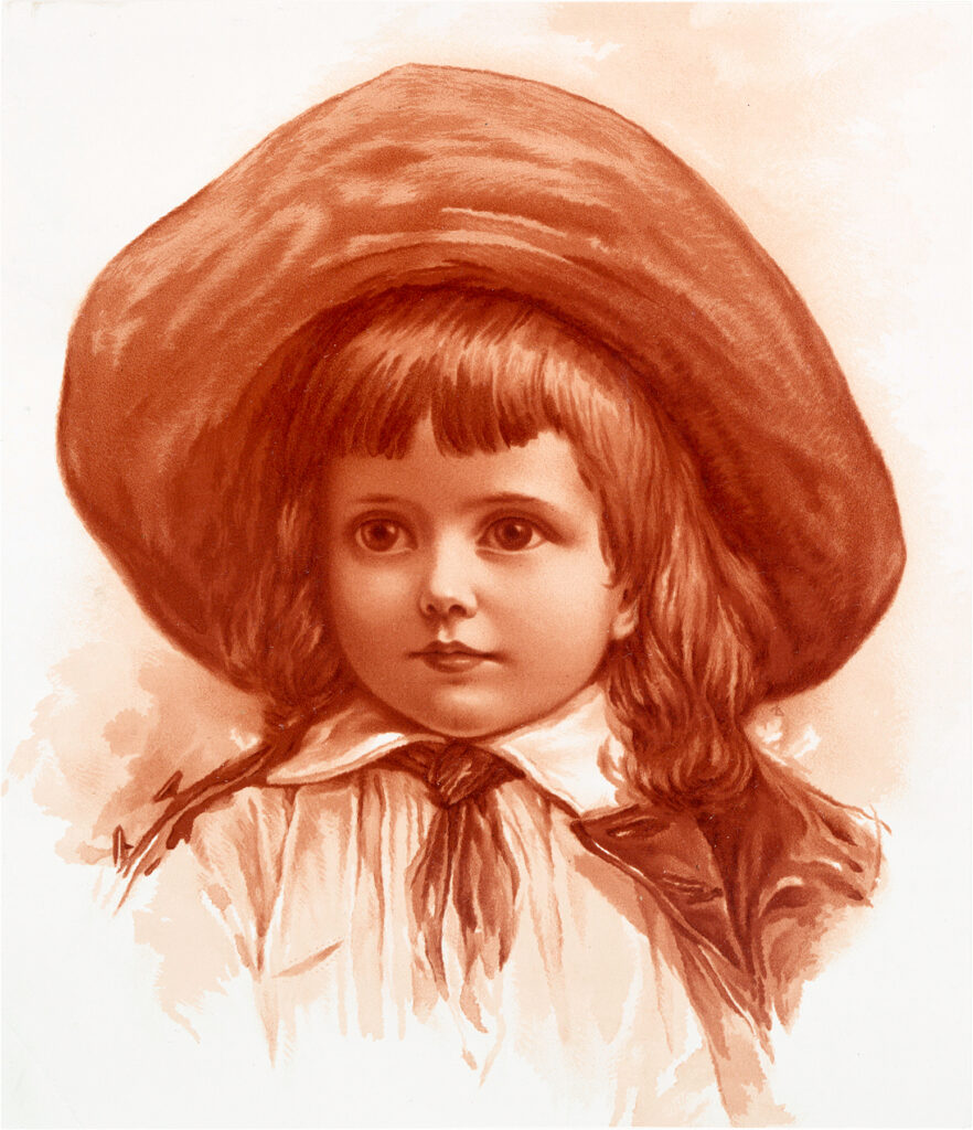 girl wide brimmed hat clipart