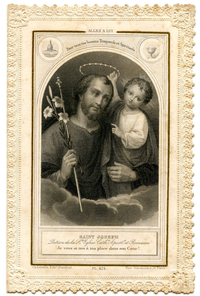 St Joseph Jesus vintage holy card image