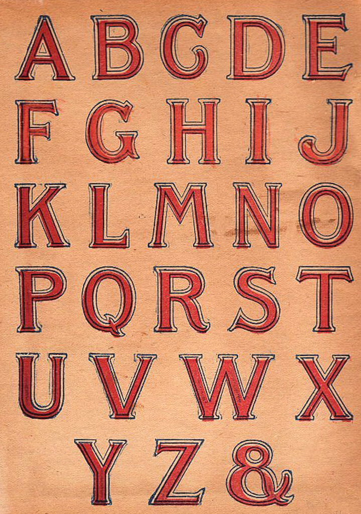Victorian alphabet chart image