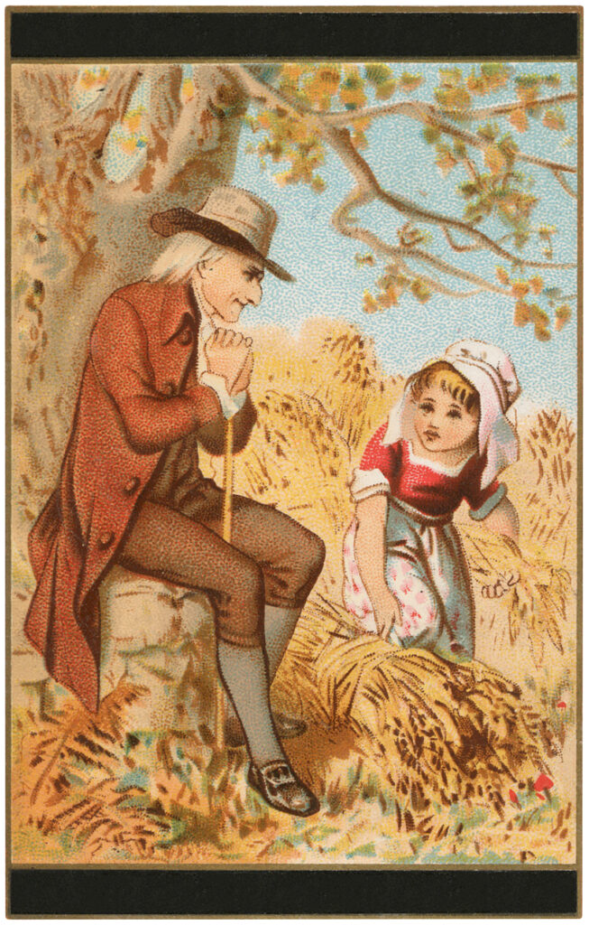 man child wheat harvest illustration