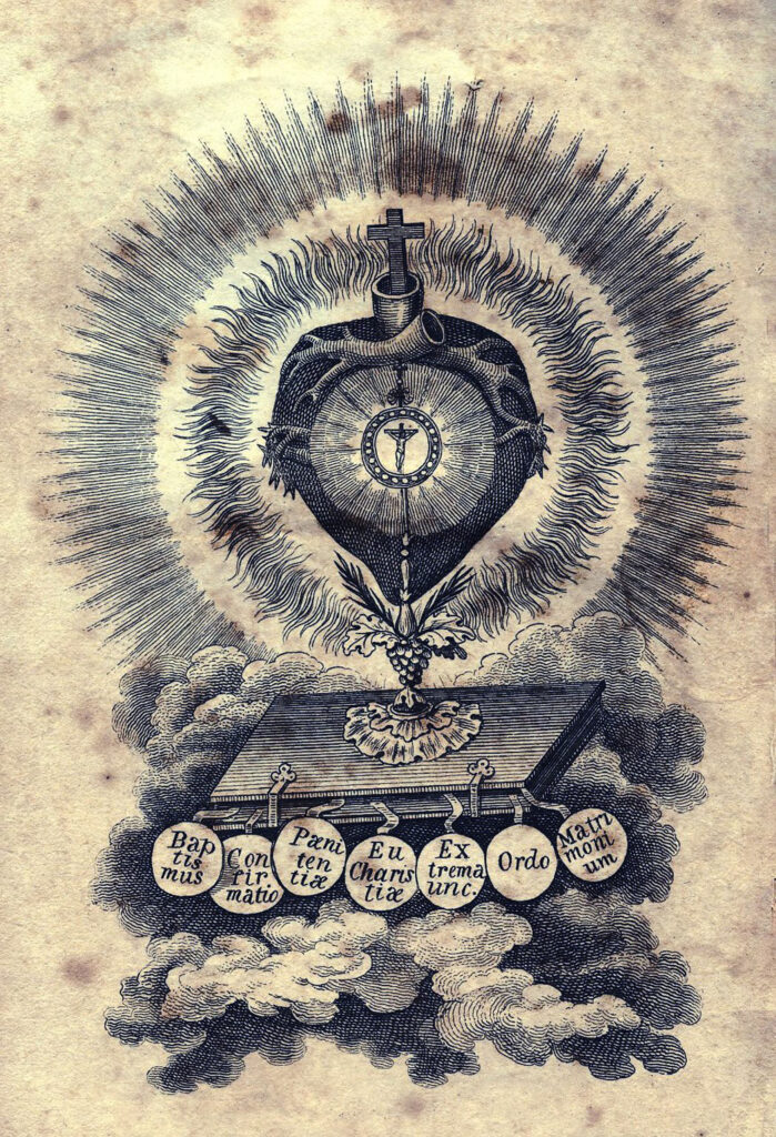 vintage sacred heart holy card illustration