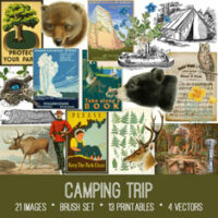 vintage camping trip ephemera bundle