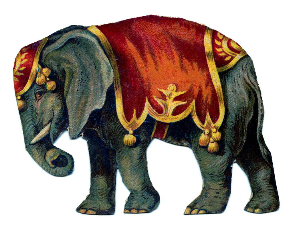 vintage circus elephant red costume image