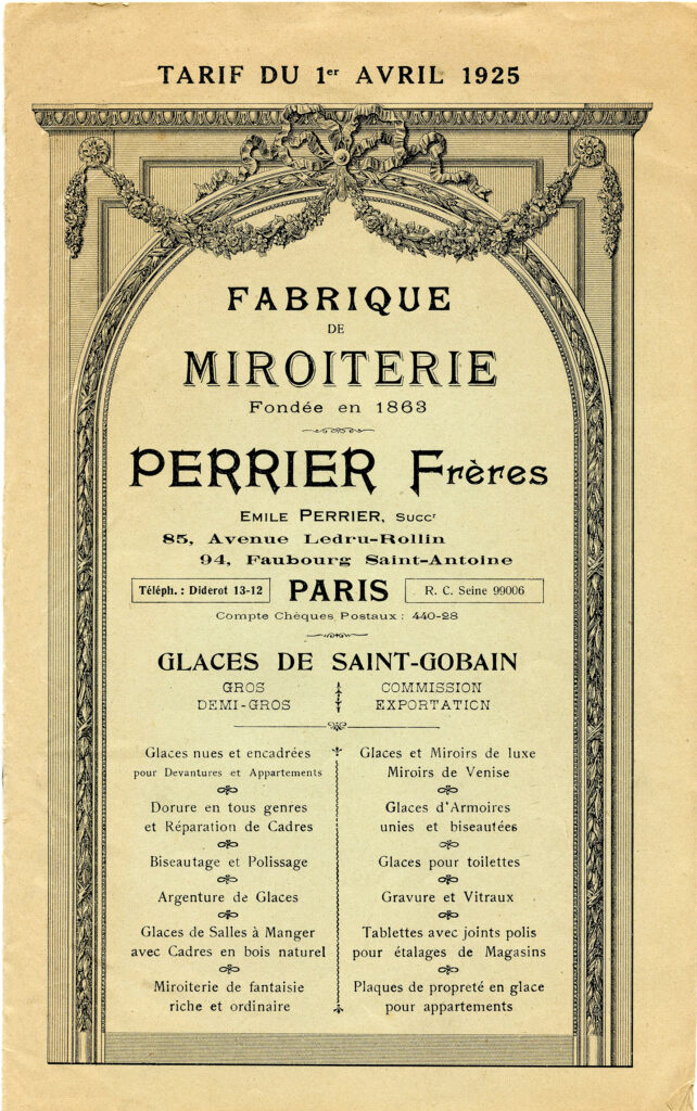 antique French mirror catalog illustration