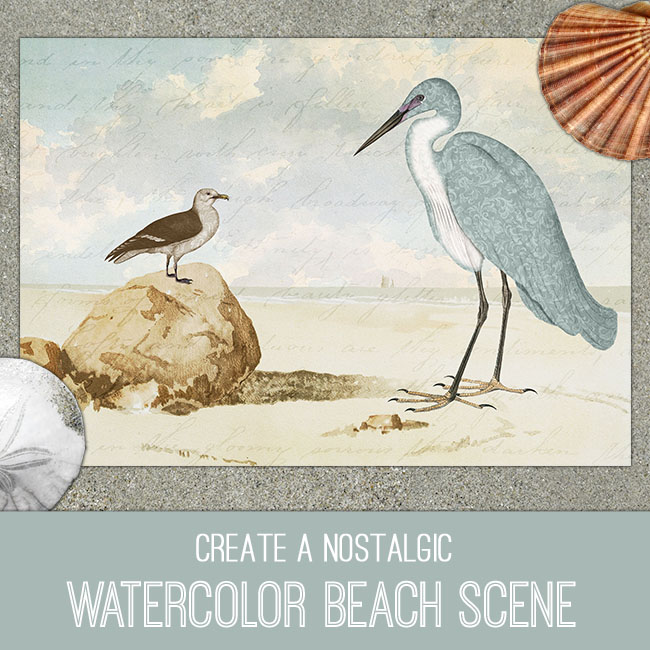 PSE tutorial watercolor beach scene