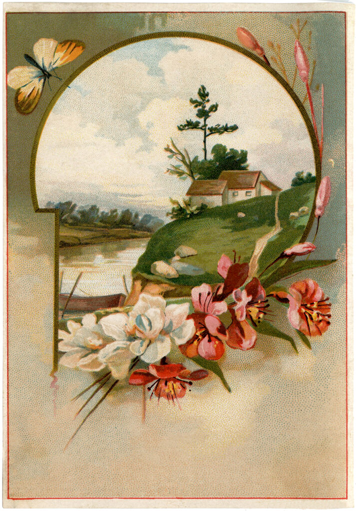 floral landscape cottage image